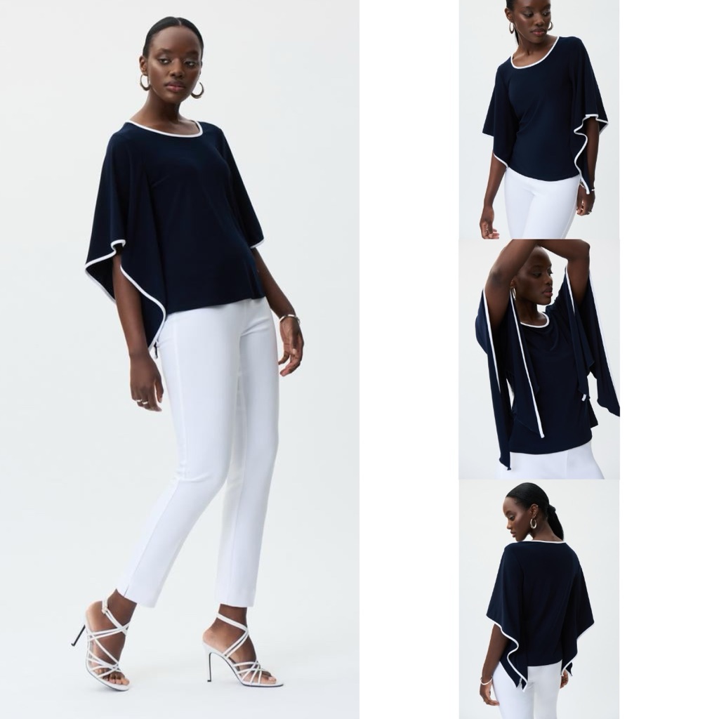 Joseph Ribkoff Trim Detail Flowy Sleeve Top Size 22 (Nwt)